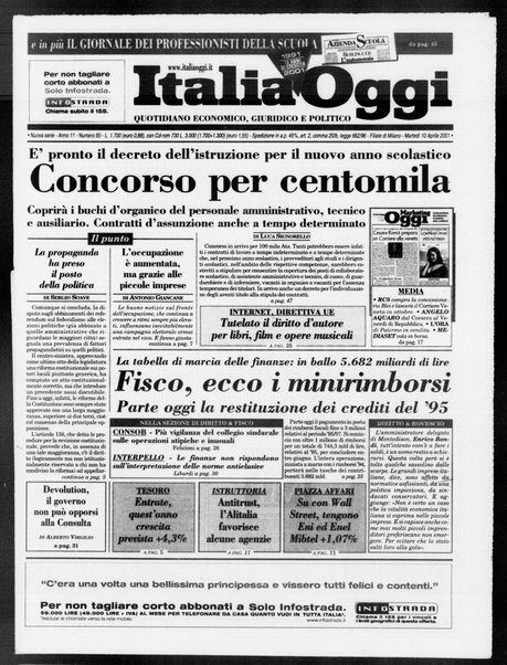 Italia oggi : quotidiano di economia finanza e politica